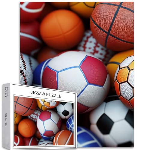 Ballsport-Puzzles für Erwachsene, Fußball, Basketball, Rugby, Baseball, bunt, DIY-Puzzles für Heimdekoration, Geschenke, Familienpuzzle, perfekt für Spielabende, 68 x 50 cm, 1000 Teile Ballsport-Puzzles für Erwachsene, Fußball, Basketball, Rugby, Baseball, bunt, DIY-Puzzles für Heimdekoration, Geschenke, Familienpuzzle, perfekt für Spielabende, 68 x 50 cm, 1000 Teile von Generic