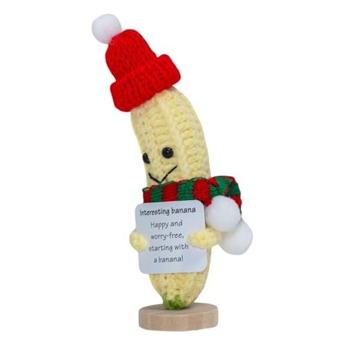 Bananenplüsch Gehäkelt – Positive Kleine Fruchtfigur, Fröhliches Häkelspielzeug In Bananenform | Tröstendes Plüschtier Mit Freundlicher Note, Stimmungsaufhellendes Puppenspielzeug, Süße, Unterstützend von Generic