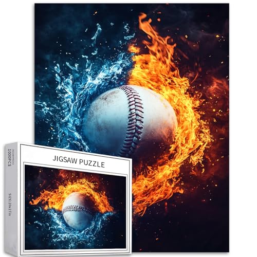 Baseball-Puzzle für Erwachsene, Baseball an der Grenze von Eis und Feuer, Puzzle, 50 × 70 cm, anspruchsvolle Familienaktivitäten, bunt, Basteln, Sportpuzzle für Heimdekoration, Geschenke, 1000 Teile Baseball-Puzzle für Erwachsene, Baseball an der Grenze von Eis und Feuer, Puzzle, 50 × 70 cm, anspruchsvolle Familienaktivitäten, bunt, Basteln, Sportpuzzle für Heimdekoration, Geschenke, 1000 Teile von Generic
