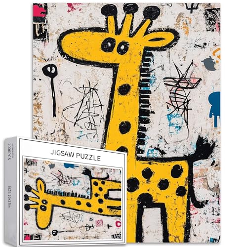 Basquiat Style Giraffe Puzzle für Erwachsene, abstrakte Kunst, Puzzle, herausfordernde Familienaktivitäten, buntes Bastelpuzzle für Heimdekoration, Geschenke, 50 x 70 cm Basquiat Style Giraffe Puzzle für Erwachsene, abstrakte Kunst, Puzzle, herausfordernde Familienaktivitäten, buntes Bastelpuzzle für Heimdekoration, Geschenke, 50 x 70 cm von Generic