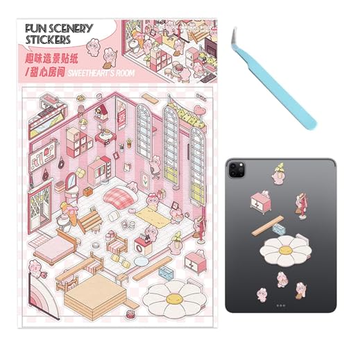 Bastelbedarf für Kinder, Aufkleber für die Inneneinrichtung, künstlerische Szenenaufkleber, Aufkleber für Kinder, skurrile Aufkleber für das Haus, Scrapbooking-Dekor, dekorative Wandaufkleber, fantasi von Generic