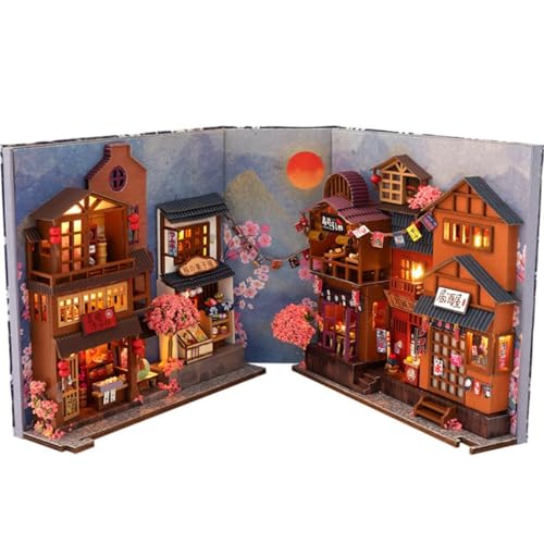 Basteln Malen Mädchen DIY Buch 3D Holz Puzzle Kit Bibliothek Modell Kit Doll House Kit mit DIY Kabine Buchende TC25 Handgebietes Hausmodell, DIY Set von Generic