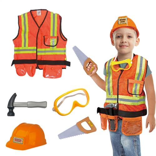 Bauarbeiter Kostüm für - tun Sie Sich an, Sich mit Arbeitern zu verkleiden, Kinderkostüm | Rollenspielkostüm -Uniform -Kit, Cosplay -Konstruktions -Outfit, lustiges -Arbeiterkostüm, k Bauarbeiter Kostüm für - tun Sie Sich an, Sich mit Arbeitern zu verkleiden, Kinderkostüm | Rollenspielkostüm -Uniform -Kit, Cosplay -Konstruktions -Outfit, lustiges -Arbeiterkostüm, k von Generic