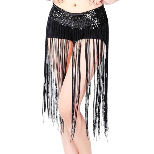 Bauchtanz Pailletten Taille Kette Elastische Pailletten Quaste Rock Hüfte Handtuch Taille Handtuch Leistung Rock Pailletten Quaste Tanz von Generic