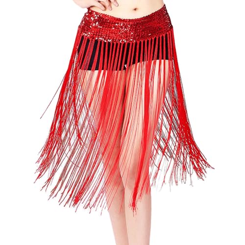 Bauchtanz Pailletten Taille Kette Elastische Pailletten Quaste Rock Hüfte Handtuch Taille Handtuch Leistung Rock Pailletten Quaste Tanz von Generic