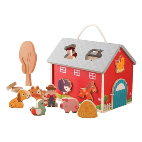 Bauernhofspielzeug aus Holz, Scheunenspielzeug aus Holz, stapelbares Lernspielzeug, Bauernhoftier-Set für Kinder, stapelbares Lernspielzeug mit Scheune Bauernhofspielzeug aus Holz, Scheunenspielzeug aus Holz, stapelbares Lernspielzeug, Bauernhoftier-Set für Kinder, stapelbares Lernspielzeug mit Scheune von Generic