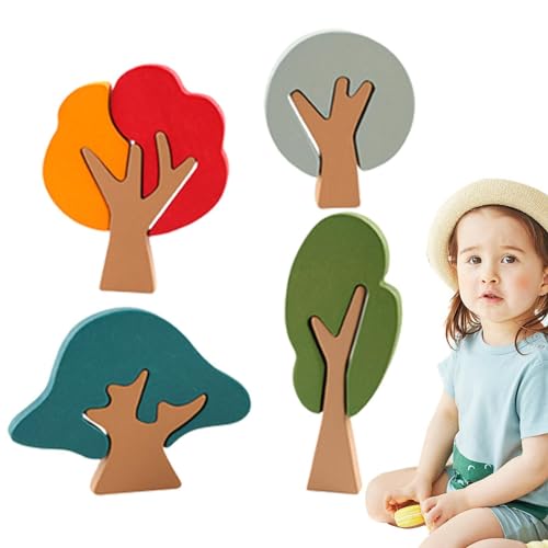 Baum-Puzzle-Block-Spielzeug für Kinder, Baum-Form-Baustein-Spielzeug,Puzzle Blöcke Formen Spielzeug Bausteine ​​Set | Pädagogische interaktive Spielzeug-Baum-Form-Bausteine, sensorisches Spielzeug für von Generic
