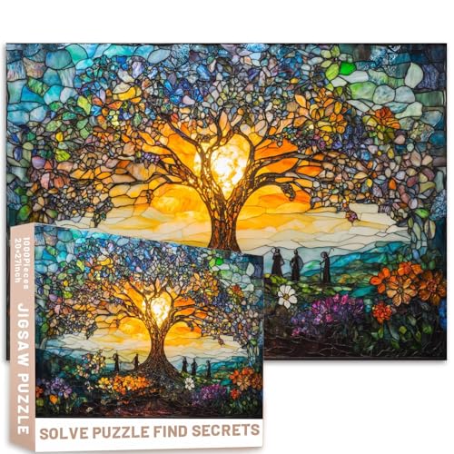 Baum des Lebens, 1000-teiliges Puzzle, Buntglas, Winter bis Sommer, Harmonie, Naturkunst, 68 x 50 cm Baum des Lebens, 1000-teiliges Puzzle, Buntglas, Winter bis Sommer, Harmonie, Naturkunst, 68 x 50 cm von Generic