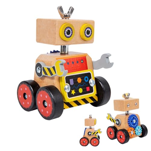 Bauroboter-Spielzeug, Roboter-Montage-Spielzeug, Holzbauroboter, Holzspielzeug für Kinder, kreatives Lernspielzeug aus Holz von Generic