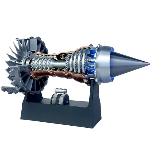 Bausatz für Flugzeug-Turbojet mit LED-Heckflamme, Mechanisches Turbinentriebwerk-Modell, Lernwerkzeug, Schreibtischdekoration(Blue A) von Generic