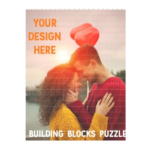 Baustein-Block-Puzzle-Rechteck-geformter Fotorahmen, Personalisieren Sie ABS-Puzzle mit beliebigem Text Fotos Logo Familienporträt Foto-Geschenke für Valentinstag Mutter Vater von Generic