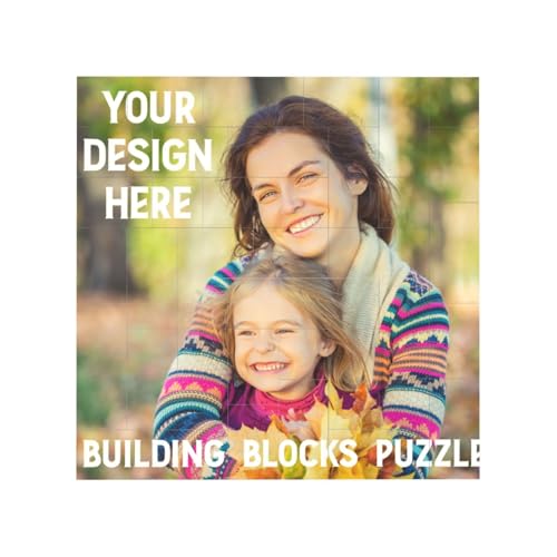 Baustein-Block-Puzzle-quadratischer Fotorahmen, Personalisieren Sie ABS-Puzzle mit beliebigem Text Fotos Logo Familienporträt Foto-Geschenke für Valentinstag Mutter Vater von Generic