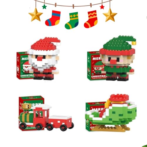 Bausteine-Set im Weihnachtsmann-Design, Weihnachtsbausteine-Sets, Mini-Baufiguren, DIY-Weihnachtsstrumpffüller, geeignet for Geburtstagsgeschenke (A-4pcs) von Generic
