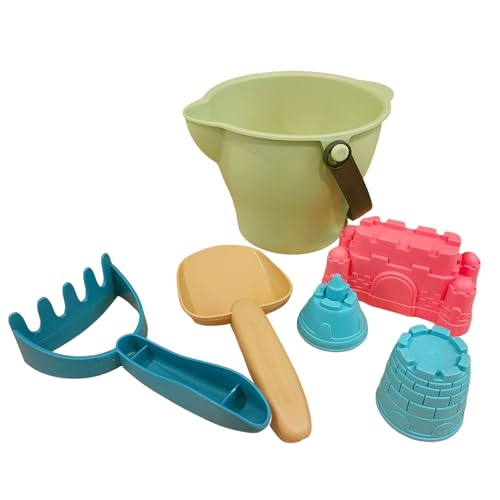 Beach Bucket Toy Set | 6 Stück Strandspielzeug für Kleinkinder,6 Teile Strandsand Spielzeug enthält, Schlossbauformen, Schaufeln Rake Tool Kits. von Generic