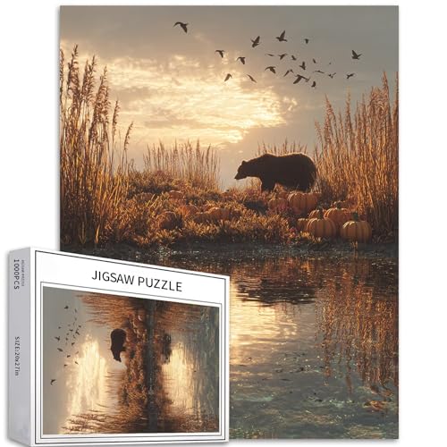 Bear's Reflection Puzzle für Erwachsene, Halloween, Ölgemälde-Stil, Kunst-Puzzle, anspruchsvolle Familienaktivitäten, buntes Bastelpuzzle für Heimdekoration, Geschenke, 50,8 x 68,6 cm, 1000 Teile Bear's Reflection Puzzle für Erwachsene, Halloween, Ölgemälde-Stil, Kunst-Puzzle, anspruchsvolle Familienaktivitäten, buntes Bastelpuzzle für Heimdekoration, Geschenke, 50,8 x 68,6 cm, 1000 Teile von Generic
