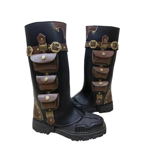 Beinschienen Mittelalter,Mittelalter Schuhe Herren Mittelalter Steampunk Stiefel Überzug Leggings Zubehör Halloween Stiefelüberzug von Generic