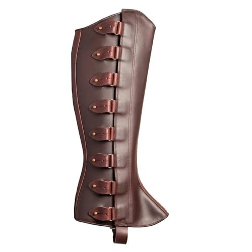 Beinschienen Mittelalter,Mittelalter Schuhe Medieval Retro Shoe Cover Male Female Leather Armor Boots Waterproof Black Brown Foot(Brown) von Generic