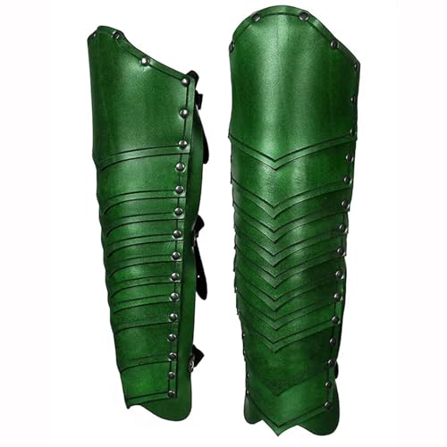 Beinschienen Mittelalter,Mittelalter Schuhe Mittelalterliche Ledergamaschen Rüstung Kostüm Stiefel Schuhüberzüge Leggings Greave(Green) von Generic
