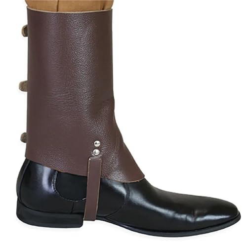 Beinschienen Mittelalter,Mittelalter Schuhe Mittelalterliche Stiefelüberzüge aus Pu-Leder im Steampunk-Stil, Retro-Schuhüberzüge, Halbbeinpanzer-Zubehör(Brown) von Generic