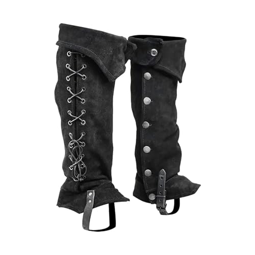 Beinschienen Mittelalter,Mittelalter Schuhe Schuhe Abdeckung Boot Abdeckungen Komfortable Kostüm Requisiten Männer Mittelalterliche Bein Rüstung Steampunk(Black) von Generic