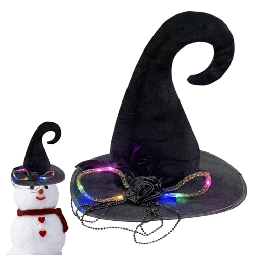 Beleuchteter Hexenhut, Hexenhüte im Halloween-Kostüm, Hüte für Halloween-Kostüme - Halloween-Kostüm Schwarzer Hexenhut für Frauen Zaubererhüte mit Dekoration von Beleuchteter Hexenhut, Hexenhüte im Halloween-Kostüm, Hüte für Halloween-Kostüme - Halloween-Kostüm Schwarzer Hexenhut für Frauen Zaubererhüte mit Dekoration von von Generic