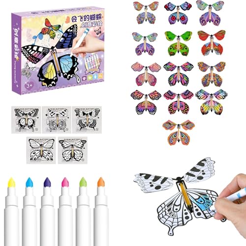 Bemaltes Bastelkarten-Set,Fliegender Schmetterling Schmetterlings-Bastelset | Schmetterlingskarten zum Aufziehen, magische fliegende Schmetterlinge - Handgefertigter Schmetterling zum Aufziehen, magis Bemaltes Bastelkarten-Set,Fliegender Schmetterling Schmetterlings-Bastelset | Schmetterlingskarten zum Aufziehen, magische fliegende Schmetterlinge - Handgefertigter Schmetterling zum Aufziehen, magis von Generic
