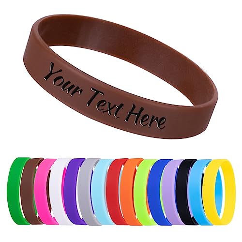 Armbänder, Silikon, personalisierbar, 1, 10, 30, 50 Karat, Gravur, für Events, Unterstützung, Hochzeit, Motivation, Bewusstsein, braun von Generic