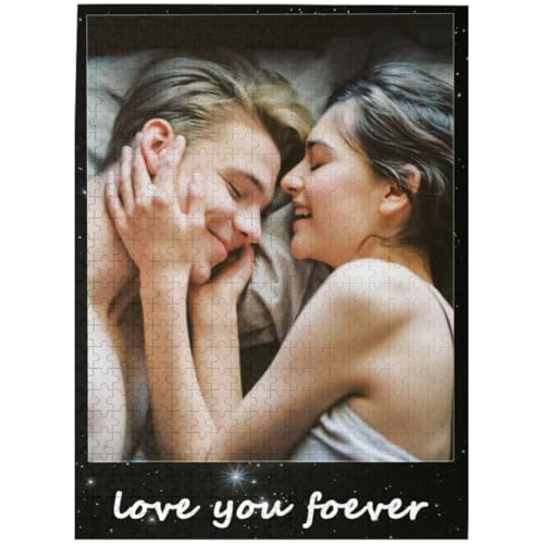 Benutzerdefinierte Puzzles Fotopuzzles Personalisiert 300/500/1000 Teile, Geschenke zum Muttertag Geburtstag Weihnachten Hochzeit für Erwachsene Familie Freunde (Holz/Papier), 1 Bilder von Generic