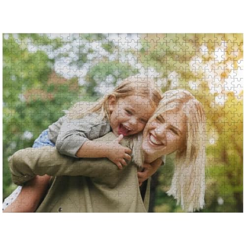Benutzerdefinierte Puzzles Fotopuzzles Personalisiert 300/500/1000 Teile, Geschenke zum Muttertag Geburtstag Weihnachten Hochzeit für Erwachsene Familie Freunde (Holz/Papier), 1 Bilder von Generic