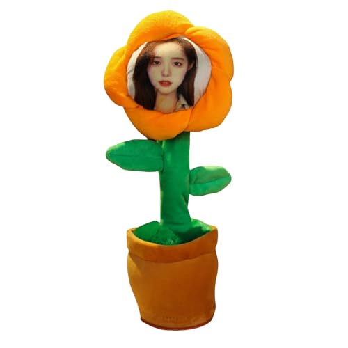 Benutzerdefiniertes tanzendes sprechendes Sonnenblumenspielzeug, tanzende Blume mit benutzerdefiniertem Gesicht, was Sie Sagen, singt, imitiert Schallplatten mit 50 Liedern, (Orange, One Size) von Generic