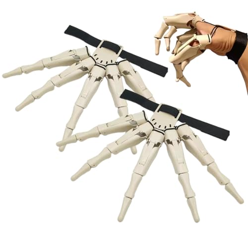 Bewegliche Finger, Klauen – 2 Fingerverlängerungshandschuhe für Halloween, tragbare Totenkopf-Finger, Halloween-Krallen, bewegliche Finger für Halloween-Cosplay von Generic