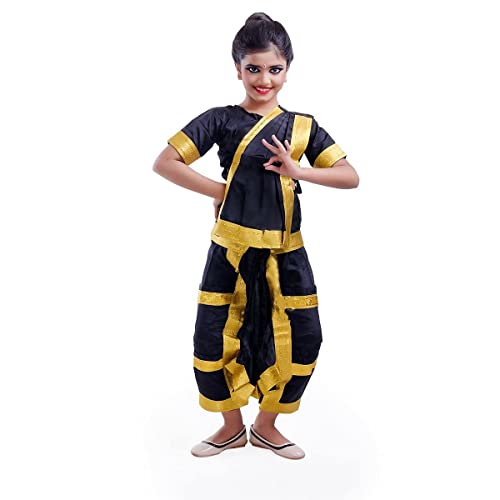Bharatnatyam Tanzkleid, elegantes und traditionelles Kostüm für Mädchen und Frauen, geeignet für Kinder von 4 bis Erwachsenen, Schwarz, 40 ( 15 years - Adult) von Generic