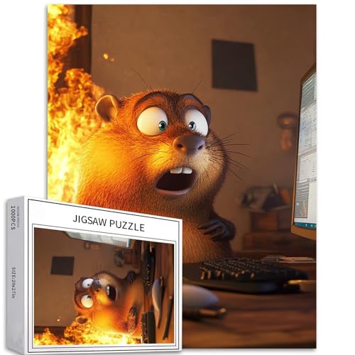 Biber vor dem Computer, 1000-teiliges Puzzle für Erwachsene, Cartoon-Stil, lustiges Kunst-Puzzle, bunte DIY-Puzzles für Heimdekoration, Geschenke, Familienpuzzle, perfekt für Spielabende, 50 x 70 cm Biber vor dem Computer, 1000-teiliges Puzzle für Erwachsene, Cartoon-Stil, lustiges Kunst-Puzzle, bunte DIY-Puzzles für Heimdekoration, Geschenke, Familienpuzzle, perfekt für Spielabende, 50 x 70 cm von Generic