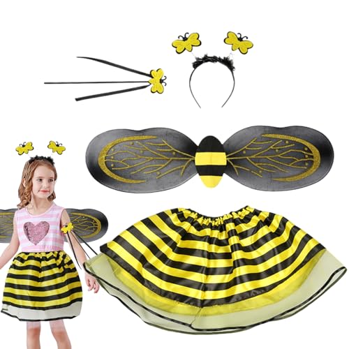 Bienenkostüm für Kinder, Hummelkostüm zum Anziehen, gelbe Streifenkostüm, niedliches Halloween-Zubehör, Halloween-Partykleidung, Bienenflügel und Antennenset, Anzug Bienenkostüm für Kinder, Hummelkostüm zum Anziehen, gelbe Streifenkostüm, niedliches Halloween-Zubehör, Halloween-Partykleidung, Bienenflügel und Antennenset, Anzug von Generic