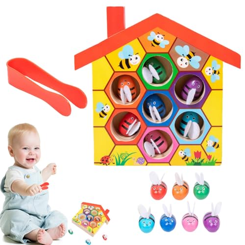 Bienenstock-Brettspiel - Holz-Farbsortierpuzzle Feinmotorikspielzeug | Bienenstock-Spielzeug aus Holz | -Farbsortierpuzzle für die Feinmotorik von Generic
