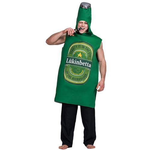 Bier Kostüm Herren Bierkostüm Fasching Bierkrug Overall Kostüm Oktoberfest Dress Up Cosplay Kostüm Halloween Lustiges Erwachsene für Oktoberfest Karneval Rollenspiel Anlässe Outfit Tracht von Generic