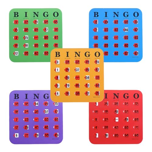 Bingo-Karten, Bingo-Spiel, 5-teilig, mit Reißverschluss-Karten, Bingo-Karten, Bingo-Karten für traditionelle Bingo-Karten, Set mit 5 Sliding Bingo-Karten, Logic Game for Fingertips von Generic