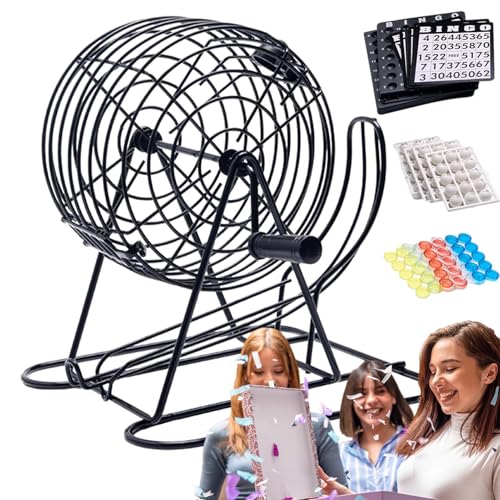 Bingo-Maschinenkäfig, Deluxe-Bingo-Spielset Lotterieballkäfigmaschine Lotterie-Kugelautomat mit gebogenem Riegel für Feiern, Veranstaltungen und Spieleabende von Generic