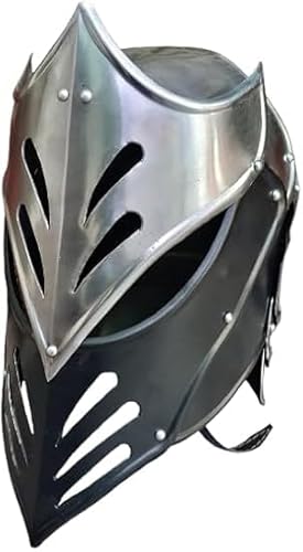 Black Ice Helm, Mittelalterlicher Ritter Rüstung, 18,20,16 g, Baustahlhelm, LARP, Cosplay, Halloween-Kostüm, Visier von Generic