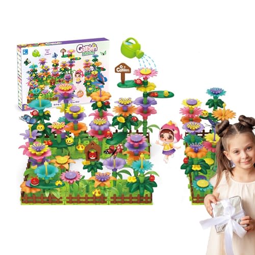Blumen-Bauspielzeug – Blumengarten-Bauklötze, bunte kreative Spielblöcke | Baustein-Set für Gartenelemente, Baustein-Set von Generic
