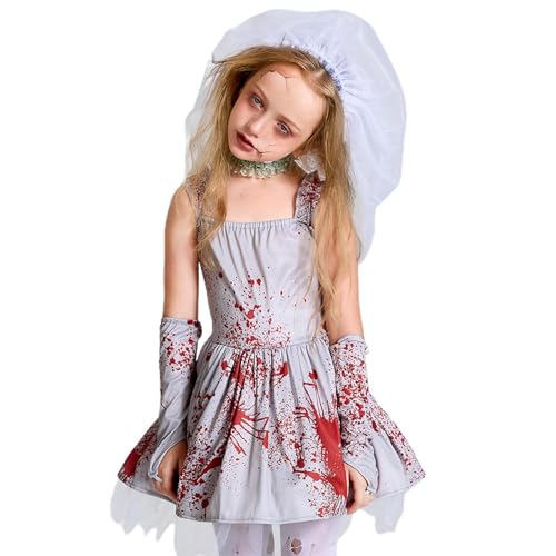 Blutiges Halloween-Kleid | Blutiges Brautkostüm für Damen mit Schleier und Handschuhen | Gruseliges Halloween-Partyzubehör - Perfekt für Horror-Events, Zombie- -Look, von Generic