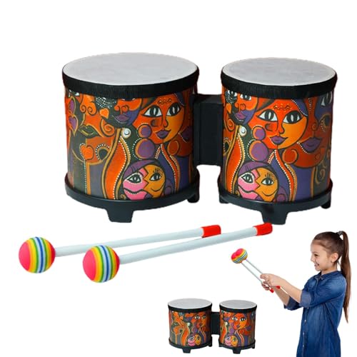 Bongo Drum – Schlagzeug-Set für Schlagzeuge, Percussionsspielzeug | Musikalisches Handtrommelspielzeug mit 2 bunten Sticks, handgefertigter Bongotrommel Bongo Drum – Schlagzeug-Set für Schlagzeuge, Percussionsspielzeug | Musikalisches Handtrommelspielzeug mit 2 bunten Sticks, handgefertigter Bongotrommel von Generic