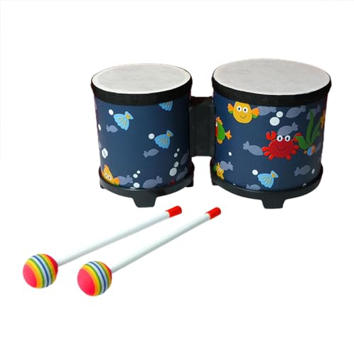 Bongo Drum – Schlagzeug-Set für Schlagzeuge, Percussionsspielzeug | Musikalisches Handtrommelspielzeug mit 2 bunten Sticks, handgefertigter Bongotrommel von Generic