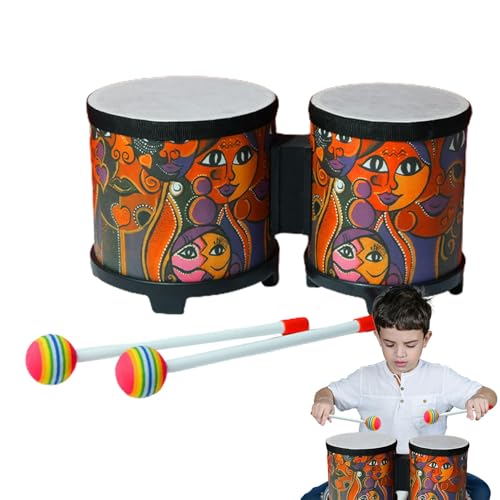 Bongo-Trommel für Kinder – Percussion-Trommel-Set, handgefertigte Trommel | Bongo-Trommel aus , Musikinstrumente mit bunten Trommelstöcken, professionelle Handtrommel für Kinder und Erwachsene, NI von Generic