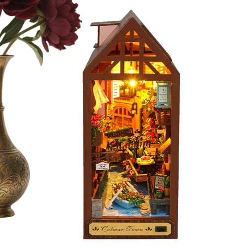 Book Nook Bausatz Für Erwachsene - Holz 3D Tischdekoration Puzzle - LED Bücherhaus Deko Für Kinder Erwachsene Wohnung Bibliothek Kindergarten Weihnachten Halloween Deko Book Nook Bausatz Für Erwachsene - Holz 3D Tischdekoration Puzzle - LED Bücherhaus Deko Für Kinder Erwachsene Wohnung Bibliothek Kindergarten Weihnachten Halloween Deko von Generic