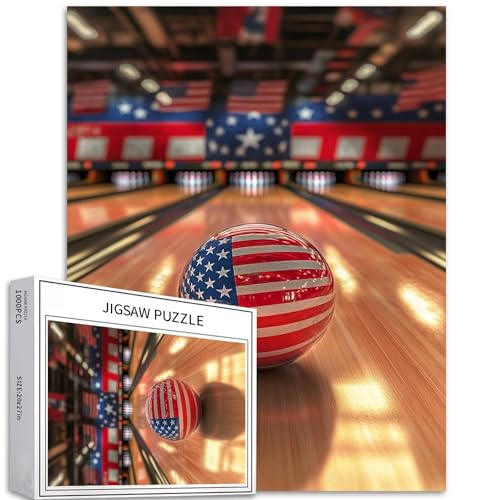 Bowling-Puzzles mit amerikanischer Flagge, 1000-teiliges Puzzle für Erwachsene, Sportthema, Kunst-Puzzle, bunt, DIY-Puzzles für Heimdekoration, Geschenke, Familienpuzzle, perfekt für Spieleabende, 50 Bowling-Puzzles mit amerikanischer Flagge, 1000-teiliges Puzzle für Erwachsene, Sportthema, Kunst-Puzzle, bunt, DIY-Puzzles für Heimdekoration, Geschenke, Familienpuzzle, perfekt für Spieleabende, 50 von Generic