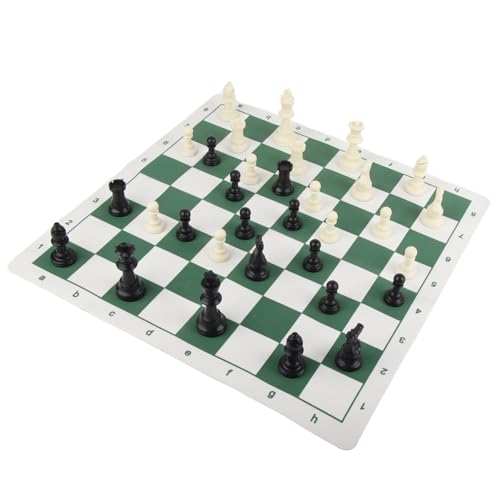 Brettspiel -Schach -Set, Internationale Schachprüfers Set 2 in 1 Tragbaren PP und PU für Party (Grüne Brett) von Generic