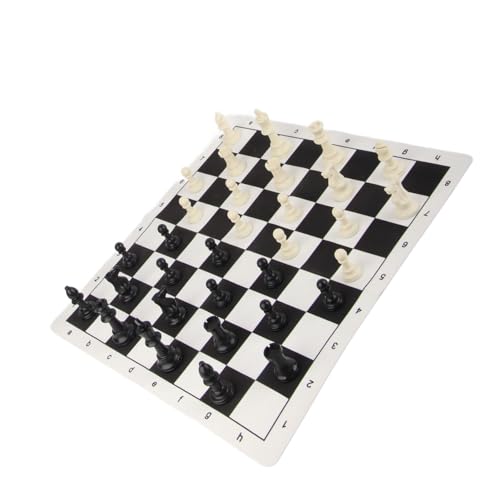 Brettspiel -Schach -Set, Internationale Schachprüfers Set 2 in 1 Tragbaren PP und PU für Party (Schwarzes weißes Brett) von Generic