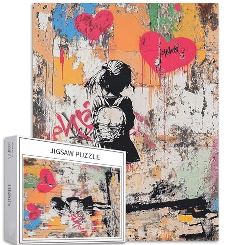 Broken Colorful Wall 1000 Teile Puzzle für Erwachsene Mädchen mit Schultasche Banksy-Stil Kunstpuzzle Bunte DIY-Puzzles für Heimdekoration, Geschenke, Familienpuzzle, perfekt für Spielabende, 50,8 x Broken Colorful Wall 1000 Teile Puzzle für Erwachsene Mädchen mit Schultasche Banksy-Stil Kunstpuzzle Bunte DIY-Puzzles für Heimdekoration, Geschenke, Familienpuzzle, perfekt für Spielabende, 50,8 x von Generic