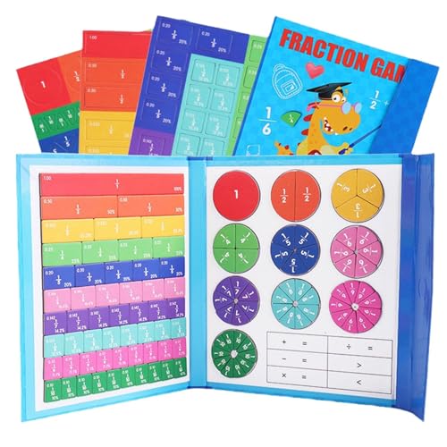 Bruchrechnen Material Magnete | Magnetisches Buch Bruchrechnung | Montessoris Magnetic Book Fraction Puzzle for Children | Brüche Mathematik Lernmittel für Kinder von Generic